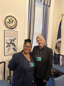 Photo of Rev. Carol Devine and Karyn Bigelow from Creation Justice Ministries in the White House Meeting Room
