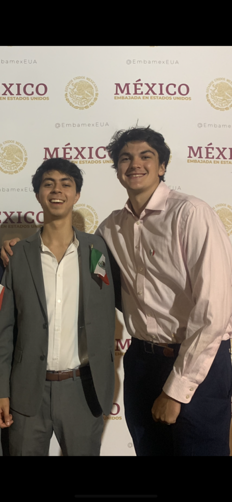 Eric Márquez and his friend at a Mexican embassy party.